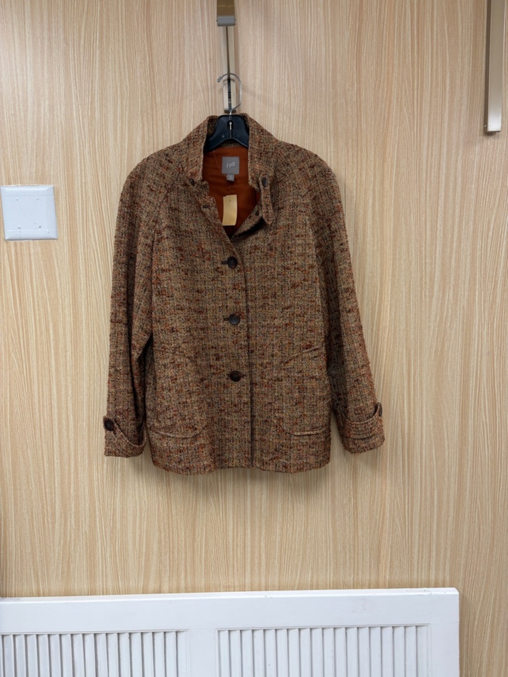 J. Jill Orange Tweed Swing Jacket Size Medium Tall